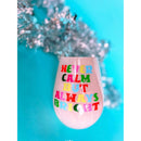 Always Bright Jumbo Stemless Wine Glass in Pink Tinted Glass | Pastel Christmas Holiday | 30 oz. Holds an Entire Bottle of Wine!