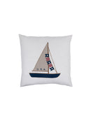 America Sailboat Linen Throw Pillow