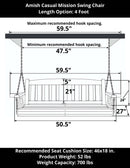 Amish Casual 4 Foot Dark Walnut Stain Mission Porch Swing with Clearcoat