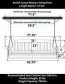 Amish Casual 5 Foot Oak Stain Mission Porch Swing with Clearcoat