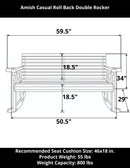 Amish Casual Roll Back Wooden Outdoor Double Rocker Bench