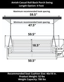 Amish Casual 4 Foot Roll Back Porch Swing in White Stain