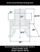 Amish Casual Heavy Duty Roll Back Wooden Outdoor Rocking Chair
