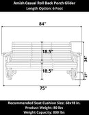 Amish Casual Heavy Duty Roll Back 6 Foot Treated Porch Glider