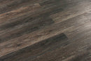 Close-up of a wooden floor with a dark brown finish
