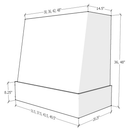 American Walnut Wood Range Hood With Angled Front and Walnut Band - 30", 36", 42", 48", 54" and 60" Widths Available