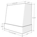 White Wood Range Hood With Angled Front and Walnut Band - 30", 36", 42", 48", 54" and 60" Widths Available