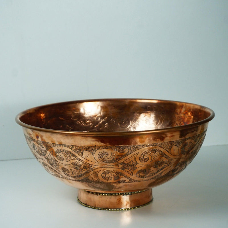 Engraved Handcrafted Copper Vessel Sink Bathroom