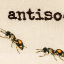 Antisocial Ant Pun Dish Cloth Towel | Cotten Linen Novelty Tea Towel | Embroidered Text | 18" x 28"