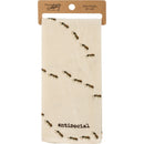 Antisocial Ant Pun Dish Cloth Towel | Cotten Linen Novelty Tea Towel | Embroidered Text | 18" x 28"