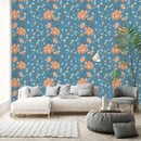 Modish Blue Floral Wallpaper Sophisticated