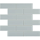 Aquatica 2x6 brick cloud mosaic glass tile on 11.75x11.75 element series ANAELEMCLOUD26 top view
