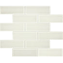 Aquatica 2x6 brick sand mosaic glass tile on 11.75x11.75 element series ANAELEMSAN26 top view