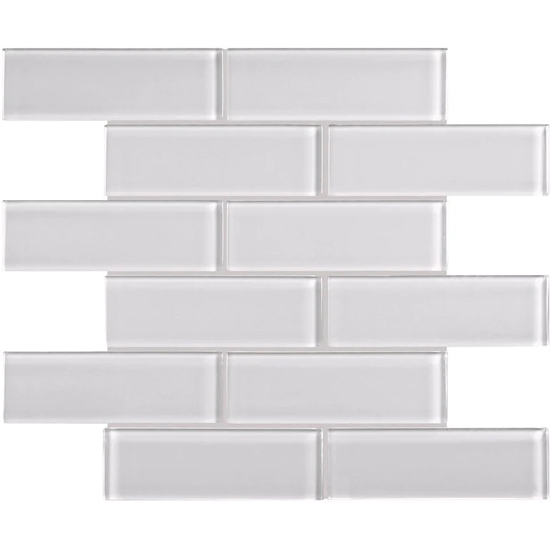 Aquatica 2x6 brick skylight mosaic glass tile on 11.75x11.75 element series ANAELEMSKY26 top view
