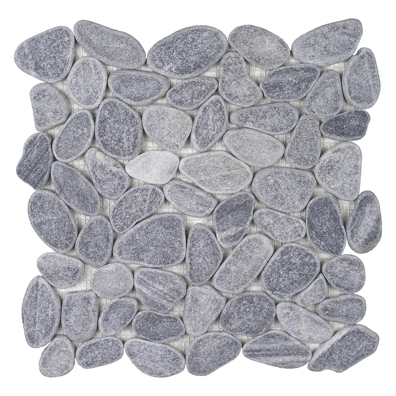 Aquatica Grey Pebble Stone Mosaic Tile on 11.5x11.5 Mesh VHSBEACGRESMO top view