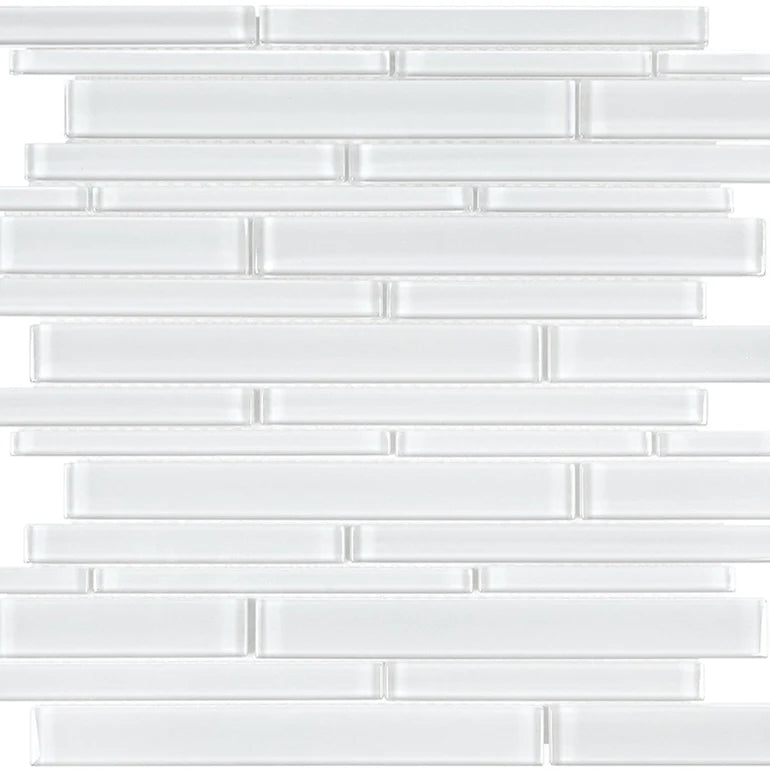 Aquatica Random linear ice mosaic glass tile on 11.75x11.75 element series ANAELEMICERS top view