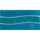 Aquatica Turquoise Glass Border Tile 6x12 TRMBORDTURQWAVE Border wave series top view