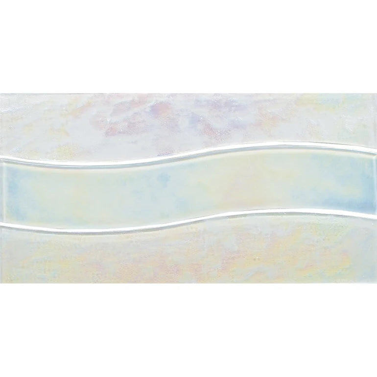 Aquatica White Glass Border Tile 6x12 TRMBORDWHITEWAVE Border wave series top view