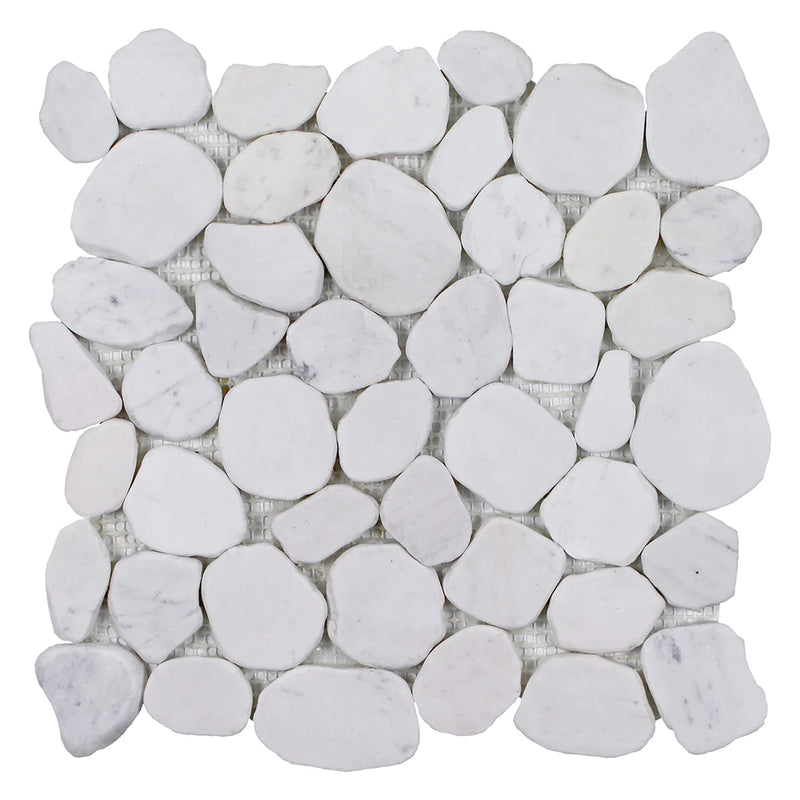 Aquatica White Pebble Stone Mosaic Tile on 11.5x11.5 Mesh VHSBEACWHTSMO top view