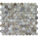 Aquatica agate hexagon mosaic glass tile 12x12 aurora series FOSAUROAGATEHX top view