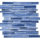 Aquatica altona spray rock multi-linear mosaic glass tile 12x12 AVEALTOSRMLMO top view