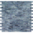 Aquatica azurite 0.5x1.25 brick mosaic glass tile 12.25x12.75 aurora series FOSAUROAZZUREC top view