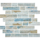 Aquatica bay multi-linear mosaic glass tile 11.75x11.5 TASBARKBAYML top view