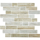 Aquatica cinnamon multi-linear mosaic glass tile 11.75x11.5 TASBARKCINNML top view