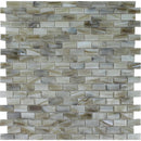 Aquatica jade 0.5x1.25 brick mosaic glass tile 12.25x12.75 aurora series FOSAUROJADEREC top view