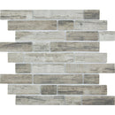 Aquatica linden multi linear mosaic glass tile 11.75x11.5 TASBARKLINDENML top view