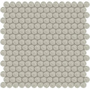 Aquatica penny round earth mosaic glass tile on 11.5x11.75 element series ANAELEMPNRDEARTH top view