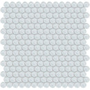 Aquatica penny round ice mosaic glass tile on 11.5x11.75 element series ANAELEMPNRDICE top view