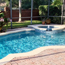 Aquatica sapphire 0.5x1.25 brick mosaic glass tile 12.25x12.75 aurora series FOSAUROSAPHREC installed inside swimming pool