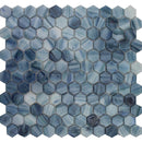 Aquatica tanzanite hexagon mosaic glass tile 10.75x11.25 aurora series FOSAUROTANZAHX top view