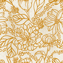 Gold Flowers on Beige Background Wallpaper