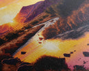 Vibrant Orange Mountain Sunset Panoramic Framed Canvas Print, Colorful Nature Landscape, Cool Wall Art