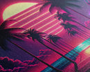 The Neon Boardwalk, Florida Synthwave Sunset, framed canvas print, retro style Miami vibes art