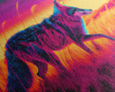 Cute fox in the tall grass, animal print, vaporwave framed canvas print, retrowave animal art