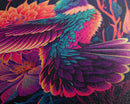Beautiful Retro-Wave Humming Bird, framed canvas print, Colorful farmhouse wall art