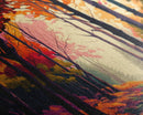 Pop Art Style Fall Forest Landscape, Framed Canvas Print, Unique living room wall art, above sofa art, Color Pop forest art