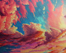 Watercolor of a beautiful cloudy sky at sunset, framed canvas print, landscape art, unique framed wall art