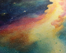 The Rainbow Nebula, Deep Space Art, Framed Canvas Print, Watercolor Painting of Space