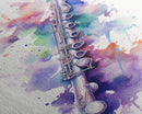 Flute Wall Art, Instrument Print, Graffiti Art, Framed Canvas Print, Cool Studio Wall Decor, Music Gift
