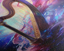 Heavenly Harp Among The Stars, Harp Art, Harp Print, Framed Canvas Art, Harp Wall Decor, Music Gift