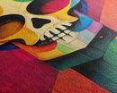 Cool Skull art, canvas print, sugar skull wall decor, skeleton face painting, abstract art deco style Halloween art