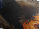 Macabre Crow Atop A Jack O Lantern, Canvas Textured Print, Halloween Decor, Raven Painting, Victorian Oil Painting Print, Macabre Horror Print