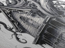 Victorian house engulfed by demonic mist Canvas Art Print with gothic horror swirls in high drama Diamond Shaped Art