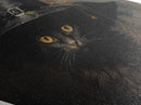 Black Cat With a Witch's Hat, Diamond Shaped Canvas Art Print, Halloween Painting Decor, Witchy Decor