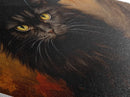 The Witch Cat With Her Jack O Lanterns, Canvas Textured Print, Dark Academia Halloween Art, Victorian Cat Oil Painting, Goth Halloween Decor