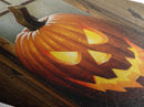 Spooky Halloween Jack O' Lantern Painting Print, Diamond Shaped Wall Art, Canvas Textured Art Print